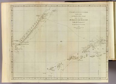 Chart of discoveries made in the South Pacific Ocean in his majesty's ship Resolution under the command of Captain Cook, 1774. Published as the act directs Feby. 1st, 1776. Engraved by W. Palmer. Published Febry. 1st, 1777 by Wm. Strahan in New Street, Shoe Lane & Thos. Cadell in the Strand, London.