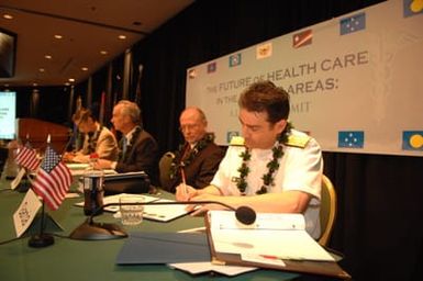 [Assignment: 48-DPA-09-29-08_SOI_K_Isl_Conf_Sign] Signing of interagency coordination pledge at the Insular Areas Health Summit [("The Future of Health Care in the Insular Areas: A Leaders Summit") at the Marriott Hotel in] Honolulu, Hawaii, where Interior Secretary Dirk Kempthorne [joined senior federal health officials and leaders of the U.S. territories and freely associated states to discuss strategies and initiatives for advancing health care in those communities [48-DPA-09-29-08_SOI_K_Isl_Conf_Sign_DOI_0603.JPG]