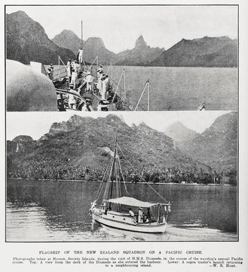 Flagship of the New Zealand squadron on a Pacific cruise