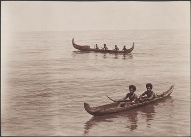 Two canoes of people from Ulawa, Solomon Islands, 1906 / J.W. Beattie