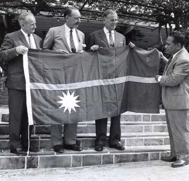 Displaying the Nauru flag, 1968