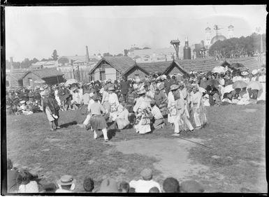 Pacific Island group performing, New Zealand International Exhibition Christchurch