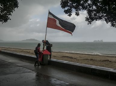 Karanga Tangaroa action on Mission Bay beach, Auckland