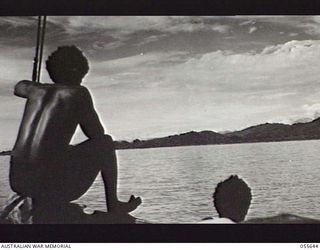 NEW GUINEA. 1943-07-28. MOUTH OF THE WARIA RIVER TAKEN FROM AS45 OF THE 1ST AUSTRALIAN WATER TRANSPORT COMPANY (SMALL CRAFT)