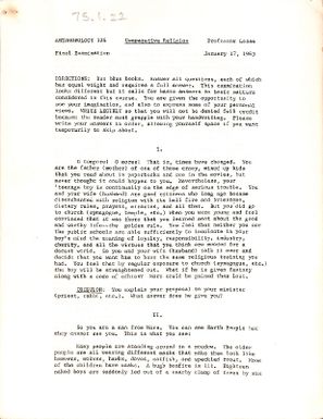 Anthropolgy 124 Comparative religion. Final examination