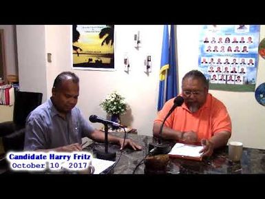 Candidate for Governor of Koror State, Harry Fritz. Hosted by: Kambes Kesolei (10.10.17)