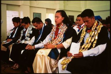 Young men and women at a ceremony,Tonga