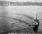 Aerial view of a Japanese ship off the coast of Wewak