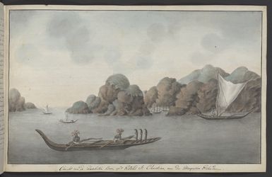 Artist unknown: Gezicht van de Resoluti Baai, op't Eiland St. Christina, een der Marquisen Eilanden [1774. Copied ca 1785]