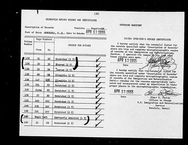 Volume 160: Immigration Service Forms, July 3, 1946 - December 6, 1946
