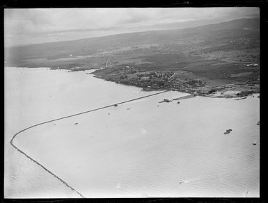 Lauthala Bay with harbour seawall, aerodrome with flying boats and wharves, Suva, Fiji