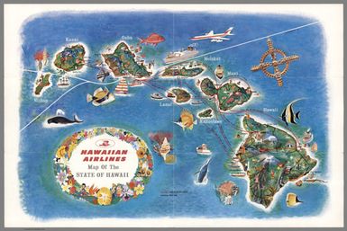 Hawaiian Airlines Map of the State of Hawaii.