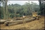 Men with tractor and lumber