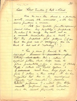 Role or [illegible] of myth and ritual