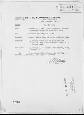 VF-51 - ACA Reps #16 thru #27 - Air Operations in the Marianas and Palau Islands During the Period 7/4-27/44