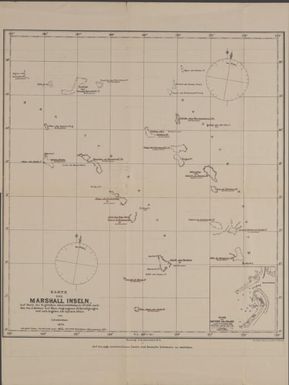 Karte der Marshall Inseln : auf basis der englischen Admiralitätskarte No. 983 nach den von J. Kubary auf Ebon eingezogenen Erkundigungen und nach Angaben des Capitain Mellen / von L. Friederichsen
