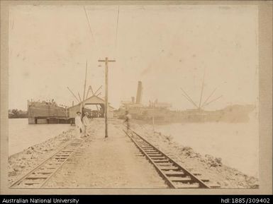 S.S. Brekonshire unloading coal, Lautoka wharf