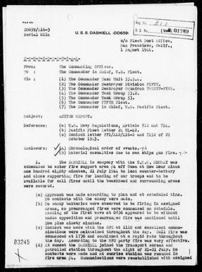 USS DASHIELL - Report of Operations off Guam Island, Marianas - Period 7/21/44 to 7/27/44