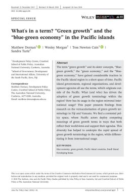 What's in a term? "Green growth"and the "blue-green economy" in the Pacific islands.