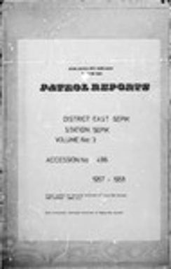 Patrol Reports. East Sepik District, Sepik, 1957 - 1958
