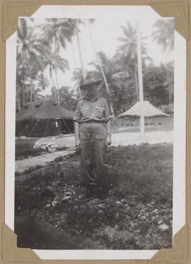 Alfred Amos in a digger's hat, Jacquinot Bay, New Britain Island, Papua New Guinea, 1945